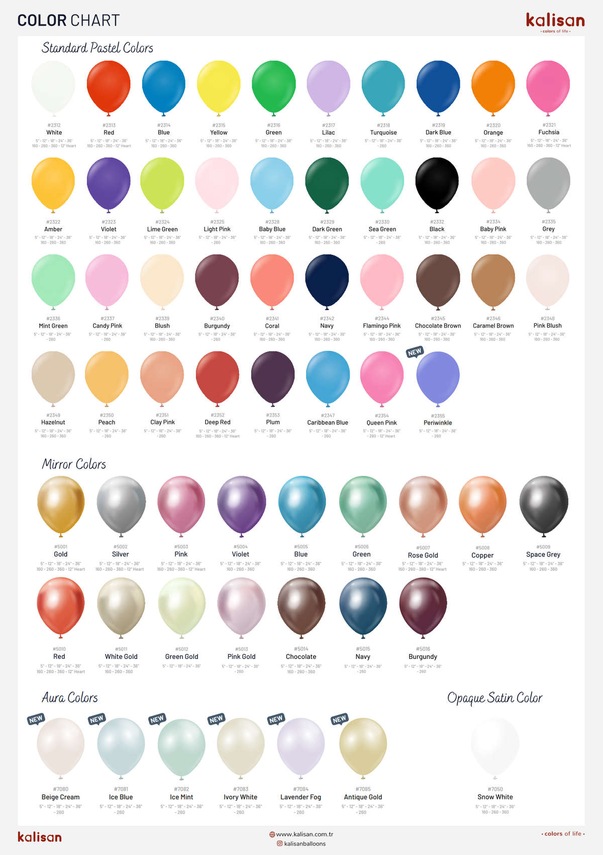 Kalisan Color Chart Kalisan Color Chart